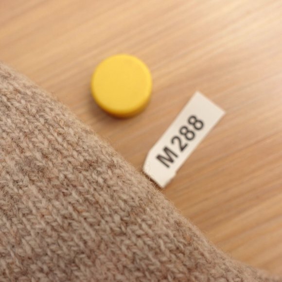 Beige Wool Sweater Men Large J CREW Knit Tan Lambswool Shawl Henley Button Neck - Picture 11 of 11